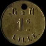Jeton de 1 centime �mis par G & N (Grimondez & Nuytten) � Lille (59000 - Nord) - avers