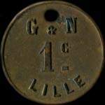 Jeton de 1 centime �mis par G & N (Grimondez & Nuytten) � Lille (59000 - Nord) - avers