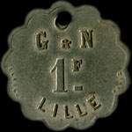 Jeton de 1 franc �mis par G & N (Grimondez & Nuytten) � Lille (59000 - Nord) - avers