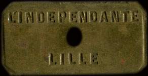 Demi jeton b�n�fice 20 �mis par L'Ind�pendante � Lille (59000 - Nord) - avers