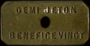 Demi jeton b�n�fice 20 �mis par L'Ind�pendante � Lille (59000 - Nord) - revers