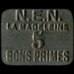 Jeton de 5 bons primes �mis par N.E.N. La Madeleine � Lille (59000 - Nord) - avers