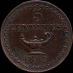 Jeton de 5 centimes 1887 émis par les Mines de l'Argentière des Bormettes à Londe-les-Maures (83250 - Var) - revers