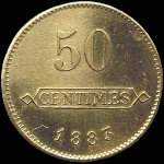 Jeton de 50 centimes 1883 émis par les Aciéries de Longwy - Hôtel Economat (54400 - Meurthe-et-Moselle) - revers