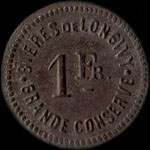 Jeton de 1 franc en cuivre émis par Café Français - Aimé Perseval - Longwy (54400 - Meurthe-et-Moselle) - revers