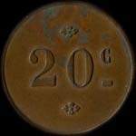 Jeton de 20 centimes émis par Economat des Aciéries de Longwy - Chamarande à Longwy (54400 - Meurthe-et-Moselle) - revers