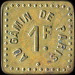 Jeton de 1 franc émis par Au Gamin de Paris - Bière Vézelise à Longwy (54400 - Meurthe-et-Moselle) - revers