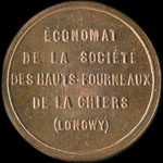 Jeton de 10 centimes émis par l'Economat de la Société des Hauts-Fourneaux de la Chiers (Longwy) (54400 - Meurthe-et-Moselle) - avers