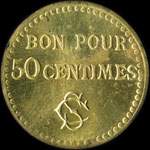 Jeton de 50 centimes émis par l'Economat de la Société des Hauts-Fourneaux de la Chiers (Longwy) (54400 - Meurthe-et-Moselle) - revers