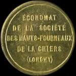 Jeton de 1 franc émis par l'Economat de la Société des Hauts-Fourneaux de la Chiers (Longwy) (54400 - Meurthe-et-Moselle) - avers