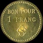 Jeton de 1 franc émis par l'Economat de la Société des Hauts-Fourneaux de la Chiers (Longwy) (54400 - Meurthe-et-Moselle) - revers