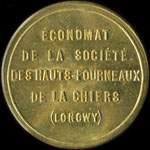 Jeton de 2 francs émis par l'Economat de la Société des Hauts-Fourneaux de la Chiers (Longwy) (54400 - Meurthe-et-Moselle) - avers