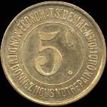 Jeton de 5 centimes �mis par la Caisse de Famille - Economat Saint-D�sir� � Lons-le-Saulnier (39000 - Jura) - revers