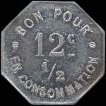 Jeton de 12 1/2 centimes �mis par le Caf�-Restaurant Bonjour � Lorette (42420 - Loire) - revers