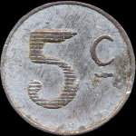 Jeton de 5 centimes 1922 �mis par la Chambre de Commerce du Lot (46 - D�partement) - revers