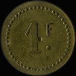 Jeton de 1 franc �mis par la Cantine Bruneaux du 30e Bataillon de Chasseurs � Pied - Lyon (69000 - Rh�ne) - revers
