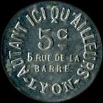 Jeton Autant Ici qu'Ailleurs - 5 Rue de la Barre - 5 centimes - Lyon (69000 - Rh�ne) - avers