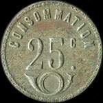 Jeton Billard des Chasseurs - A. P - 25 centimes - Lyon (69000 - Rh�ne) - revers