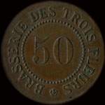 Jeton Brasserie des Trois Fleurs - 50 centimes - Lyon (69000 - Rh�ne) - avers
