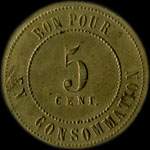 Jeton Brasserie Hoffherr - 5 centimes - Lyon (69000 - Rh�ne) - revers