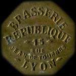 Jeton Brasserie R�publique - 25 centimes - Lyon (69000 - Rh�ne) - avers