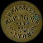 Jeton Brasserie R�publique - 50 centimes - Lyon (69000 - Rh�ne) - avers