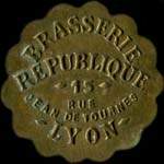 Jeton Brasserie R�publique - 1 franc - Lyon (69000 - Rh�ne) - avers