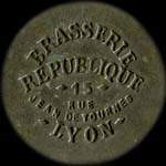 Jeton Brasserie R�publique - 5 francs - Lyon (69000 - Rh�ne) - avers