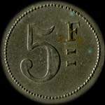 Jeton Brasserie R�publique - 5 francs - Lyon (69000 - Rh�ne) - revers