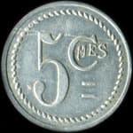 Jeton Grande Laiterie Marcellin&nbsp;Soumaille - 6 Rue Laurencin - 5 centimes - Lyon (69000 - Rh�ne) - revers