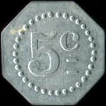 Jeton Laiterie Suisse J.&nbsp;Dufraisse - 33 Rue de Cond� - 5 centimes - Lyon (69000 - Rh�ne) - revers