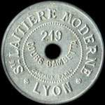 Jeton Soci�t� Laiti�re Moderne - Bon pour une bouteille de bon lait - Lyon (69000 - Rh�ne) - avers