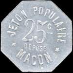 Jeton de 25 centimes / 1 &frac14; centime �mis par le Grand Bazar Raverat Jeune � M�con (71000 - Sa�ne-et-Loire) - revers