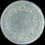 Jeton bon pour 2 kilogs de pain émis par la Société de Saint-Vincent-de-Paul de Mâcon (71000 - Saône-et-Loire) - avers
