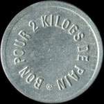 Jeton bon pour 2 kilogs de pain �mis par la Soci�t� de Saint-Vincent-de-Paul de M�con (71000 - Sa�ne-et-Loire) - revers