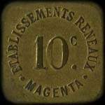 Jeton de 10 centimes émis par les Etablissements Reneaux à Magenta (51530 - Marne) - avers