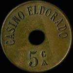 Jeton de 5 centimes émis par le Casino Eldorado à Nice (06000 - Alpes-Maritimes) - avers