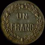 Jeton de 1 franc avec A à l'avers émis par Littoral Deuxième Lot à Marseille (13000 - Bouches-du-Rhône) - revers