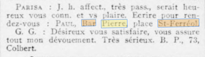 Petite annonce parue dans Artistica le 5 mars 1929
