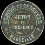 Jeton de présence de 20 francs émis par le Comité de Contrôle de la Banque de Crédit - L. Vincent, L. Ricoux & Cie à Marseille (13000 - Bouches-du-Rhône)- avers