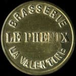 Jeton de 1 litre avec surfrappe B �mis par le Brasserie Le Ph�nix - La Valentine � Marseille (13000 - Bouches-du-Rh�ne) - avers