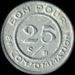 Jeton de 25 centimes �mis par le Caf� Bour - 17 Rue Clovis Hughes � Marseille (13000 - Bouches-du-Rh�ne) - revers