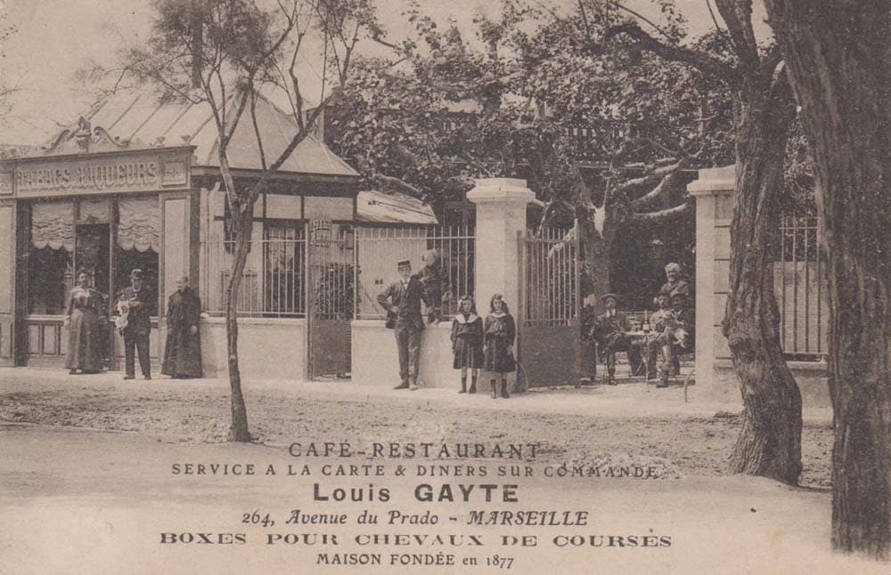 Caf�-Restaurant - Service � la carte & d�ners sur commande - Louis Gayte - 264, Avenue du Prado - Marseille - Boxes pour chevaux de courses - Maison fond�e en 1877