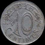 Jeton de 10 centimes 1916 (avers avec triangle à droite et triangle + J.Guérin au revers) émis par la Chambre de Commerce de Marseille (13000 - Bouches-du-Rhône) - revers