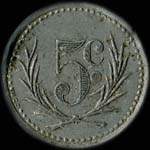 Jeton de 5 centimes (type 2: revers à gros point) émis par la Compagnie Française La Canebière à Marseille (13000 - Bouches-du-Rhône) - revers