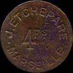 Jeton de 4 francs émis par J.Etchepare à Marseille (13000 - Bouches-du-Rhône) - avers