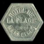 Jeton de 3 francs émis par l'Hôtel de la Plage à Marseille (13000 - Bouches-du-Rhône) - avers