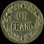 Jeton de 1 franc avec B à l'avers émis par Littoral Deuxième Lot à Marseille (13000 - Bouches-du-Rhône) - revers