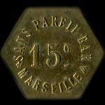 Jeton de 15 centimes type 2 émis par Sans Pareil Bar à Marseille (13000 - Bouches-du-Rhône) - avers