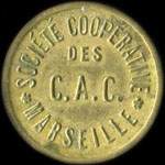 Jeton de 5 centimes émis par la Société Coopérative des C.A.C. à Marseille (13000 - Bouches-du-Rhône) - avers
